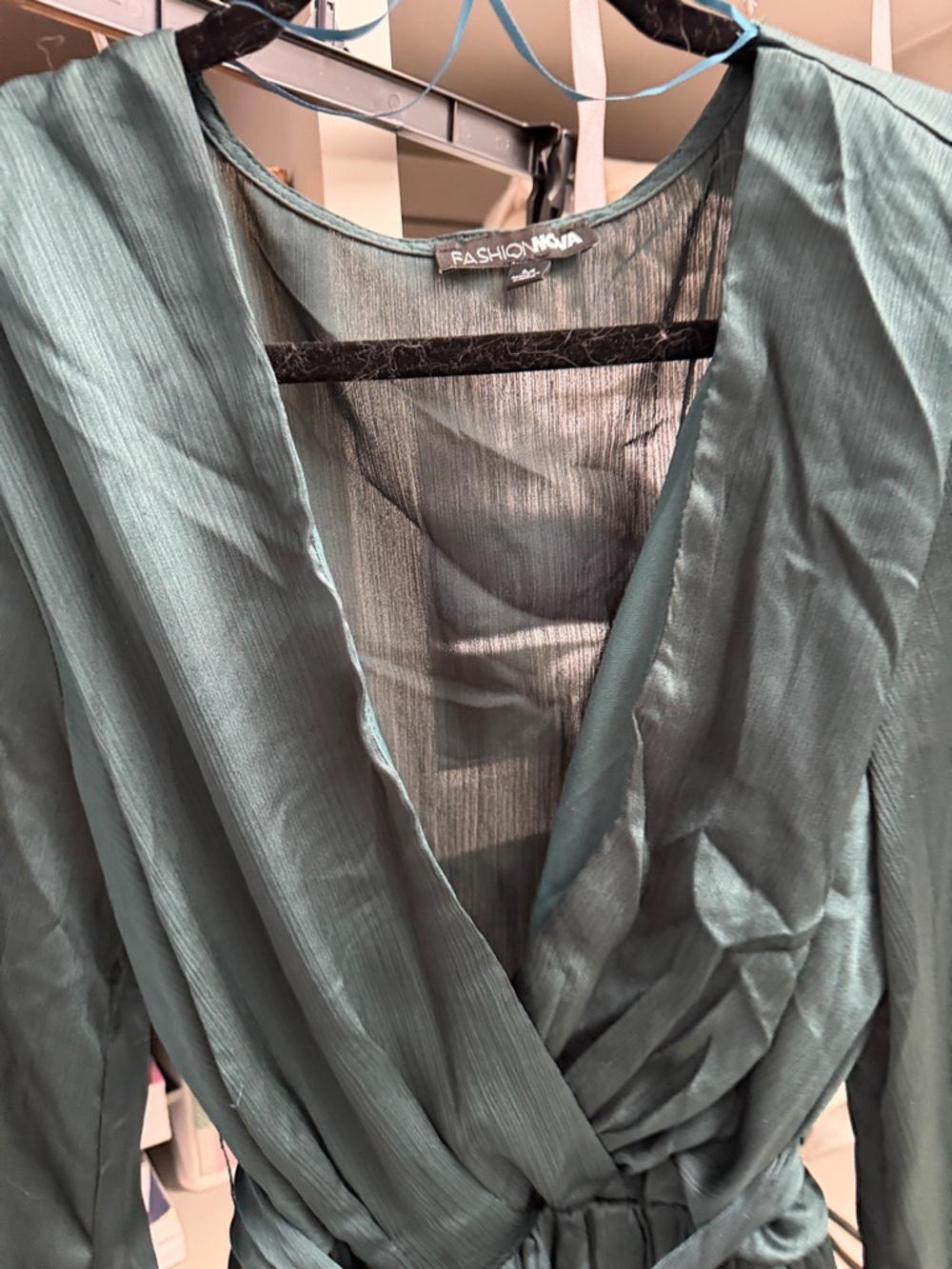 Emerald Green Satin Maxi Dress - Picture 3 of 6